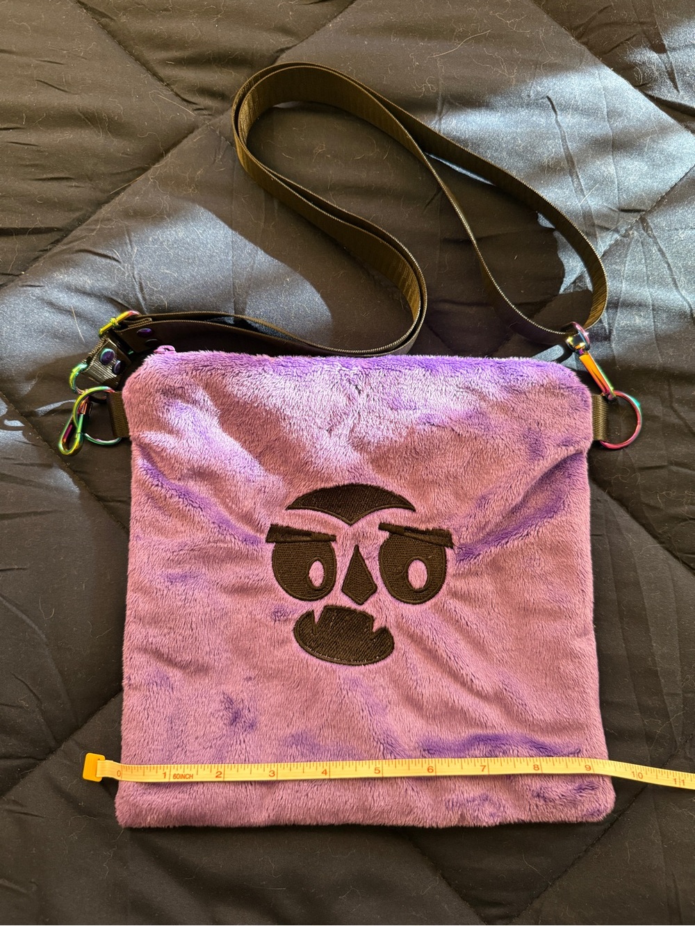 Purple Halloween Plush Crossbody Bag w Vampire Dracula Face Boo Bucket McDonalds